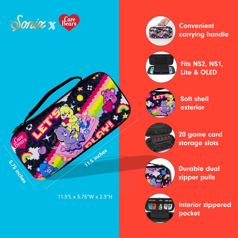Sonix Carrying Case for Nintendo Switch 2, Switch 1, Lite, OLED, Protective Travel Case with Game Cartridge Storage | Care Bears Let's Play - Image 5