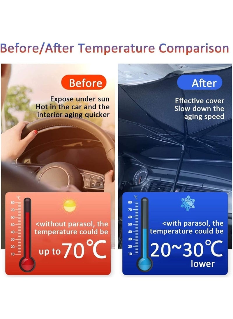 Foldable Umbrella-Style Car Windshield Sun Shade – UV Protection, Cool Inside, Easy to Store - Image 3