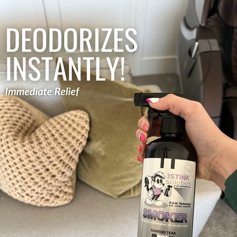 The Stink Solution Smoke Odor Eliminator Spray - Completely Remove Smoke Smell From House, Car, Clothes, Hands, Hair, & More - Best Odor Eliminator For Smoke - Bamboo Teak (16oz) & Sky Blue (16oz) - Image 3