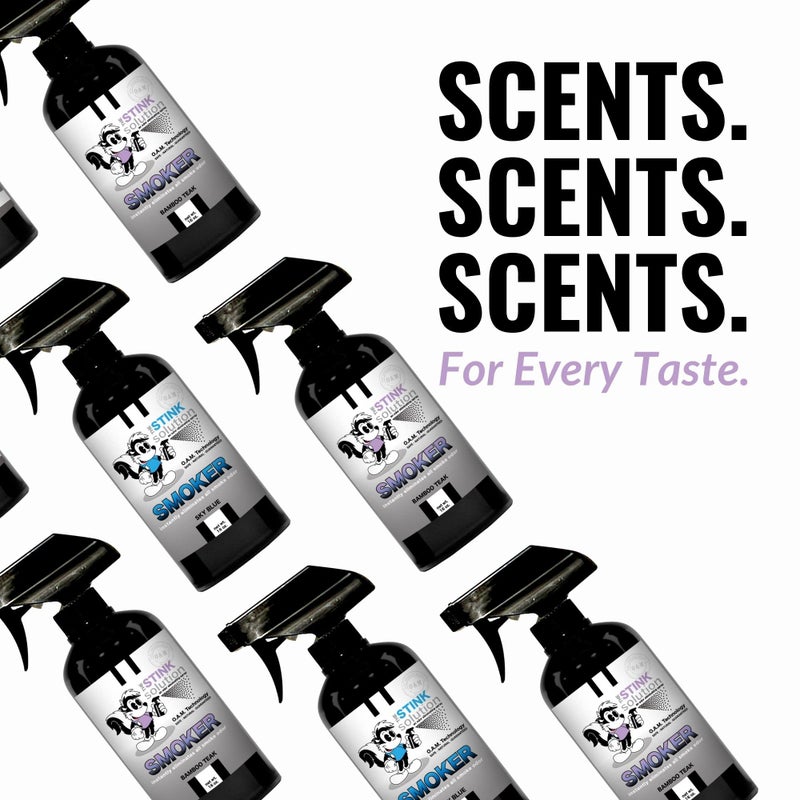 The Stink Solution Smoke Odor Eliminator Spray - Completely Remove Smoke Smell From House, Car, Clothes, Hands, Hair, & More - Best Odor Eliminator For Smoke - Bamboo Teak (16oz) & Sky Blue (16oz) - Image 5