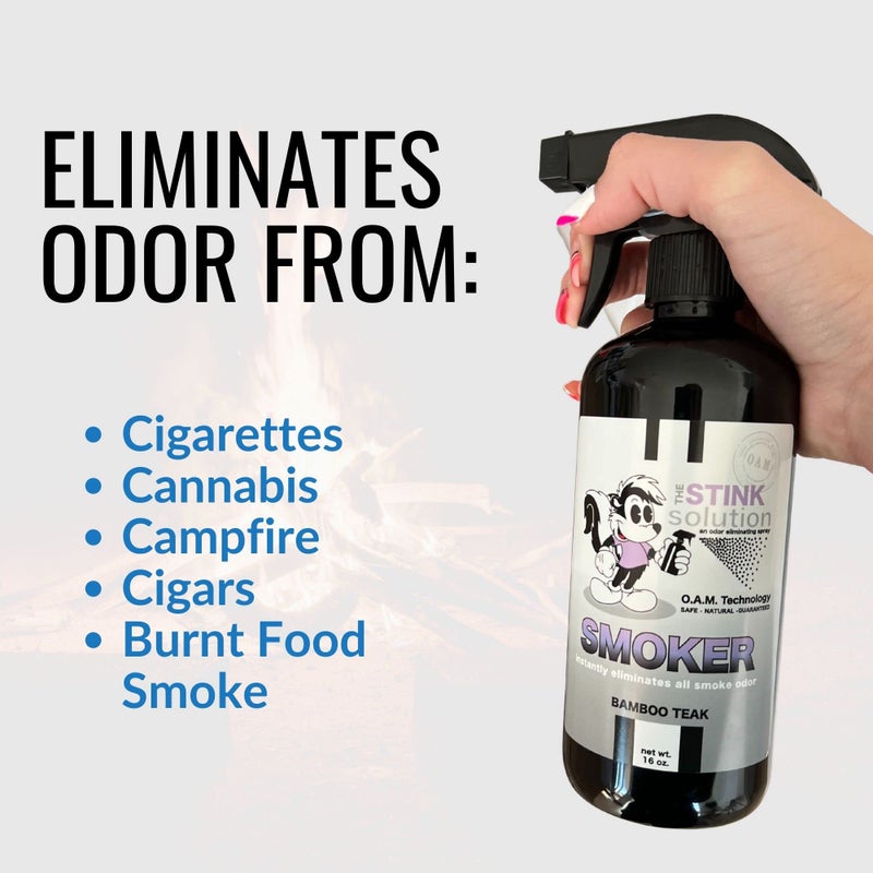 The Stink Solution Smoke Odor Eliminator Spray - Completely Remove Smoke Smell From House, Car, Clothes, Hands, Hair, & More - Best Odor Eliminator For Smoke - Bamboo Teak (16oz) & Sky Blue (16oz) - Image 4