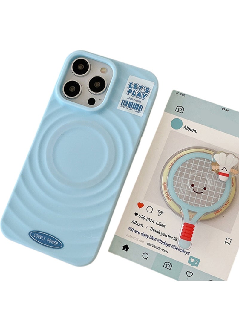 Magnetic Blue Case with Rotating Magnetic Bracket for Apple iPhone 16 Pro 2024 Strong Magnetic Mobile Phone Cover Compatible with iPhone 16 Pro - Image 1