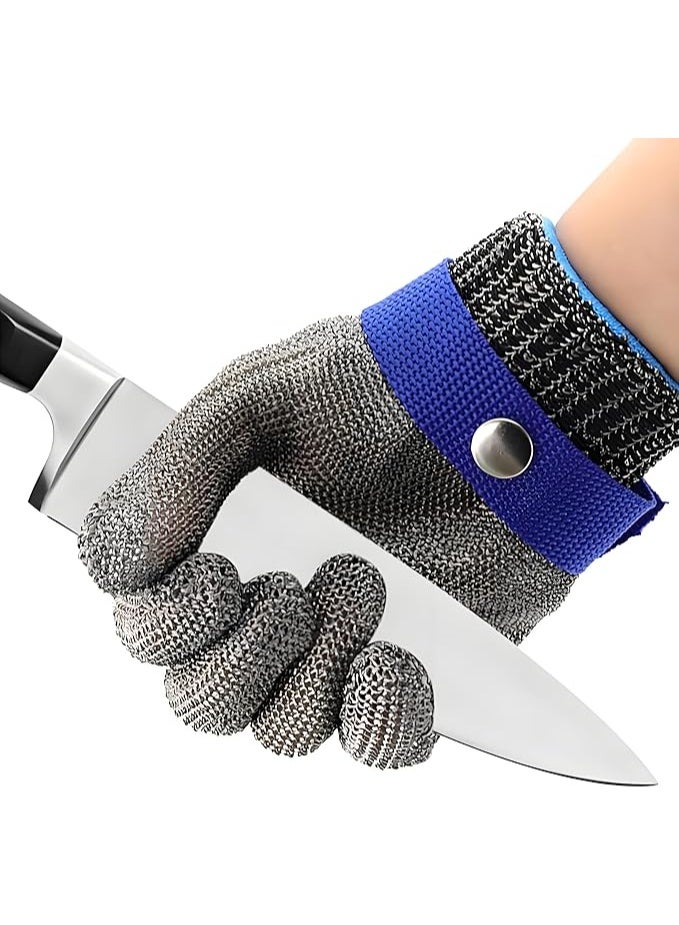Cut Resistant Stainless Steel Mesh Safety Gloves with Nylon Inner Gloves, Level 9 Protection Breathable Work Gloves for Kitchen, Butcher and Industrial Use, White - Image 5