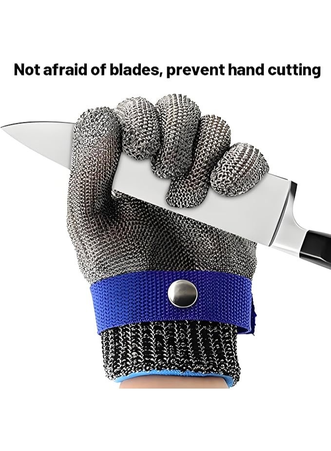 Cut Resistant Stainless Steel Mesh Safety Gloves with Nylon Inner Gloves, Level 9 Protection Breathable Work Gloves for Kitchen, Butcher and Industrial Use, White - Image 4