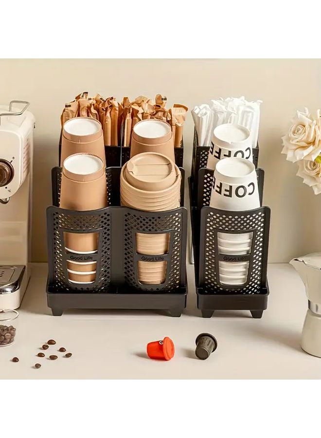 Double Paper Cup Holder With Straw Storage Box Multifunctional Coffee Cup Dispenser For Desk Bar Restaurant Leisure - Image 1