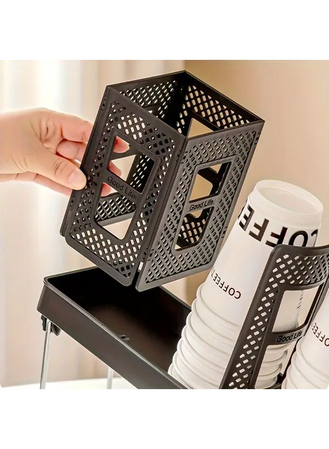 Double Paper Cup Holder With Straw Storage Box Multifunctional Coffee Cup Dispenser For Desk Bar Restaurant Leisure - Image 4