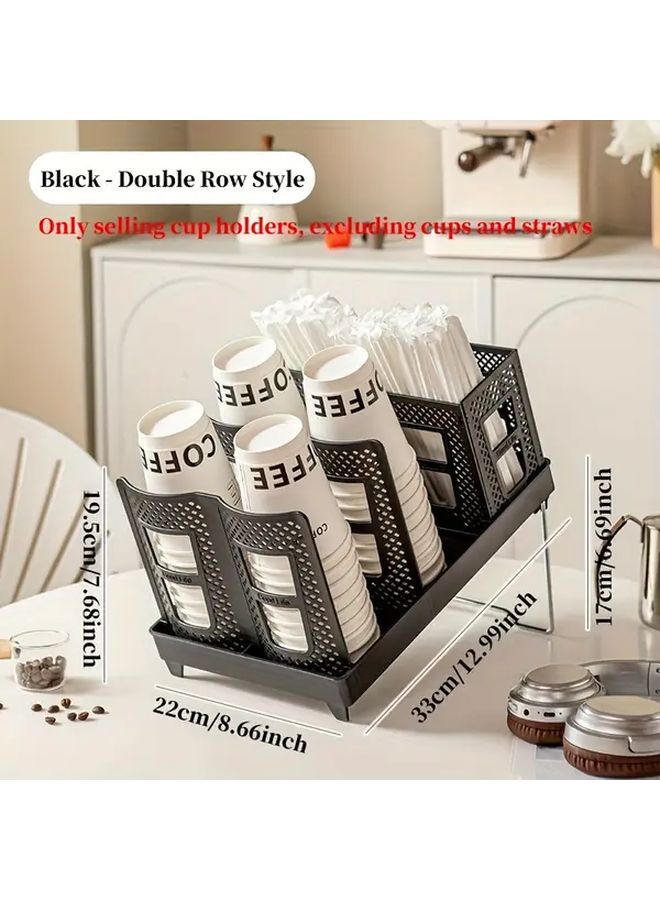 Double Paper Cup Holder With Straw Storage Box Multifunctional Coffee Cup Dispenser For Desk Bar Restaurant Leisure - Image 3