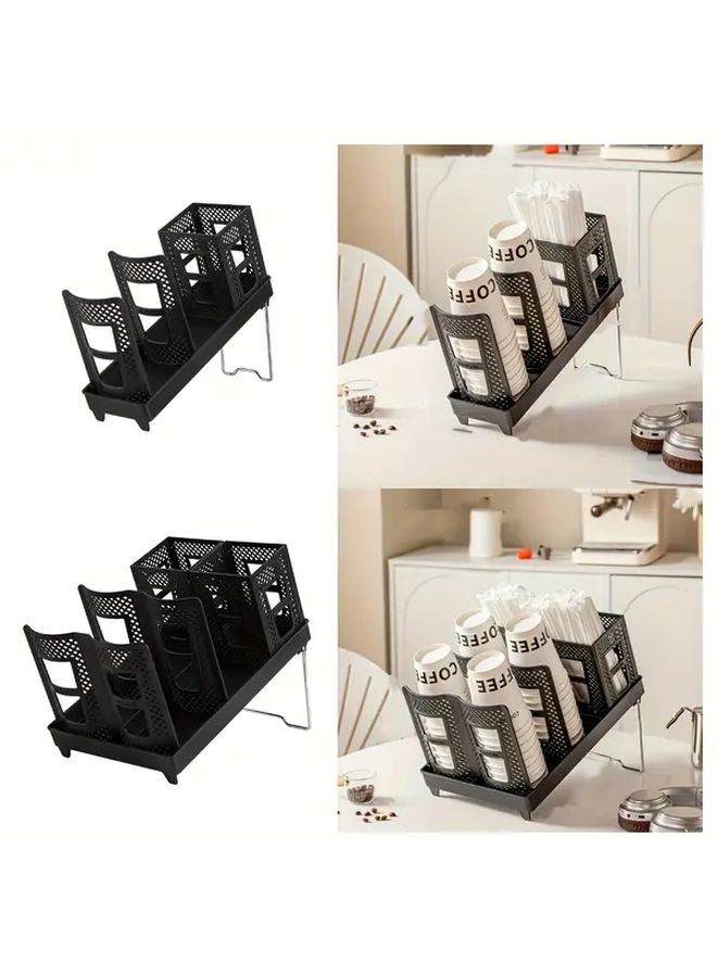 Double Paper Cup Holder With Straw Storage Box Multifunctional Coffee Cup Dispenser For Desk Bar Restaurant Leisure - Image 5