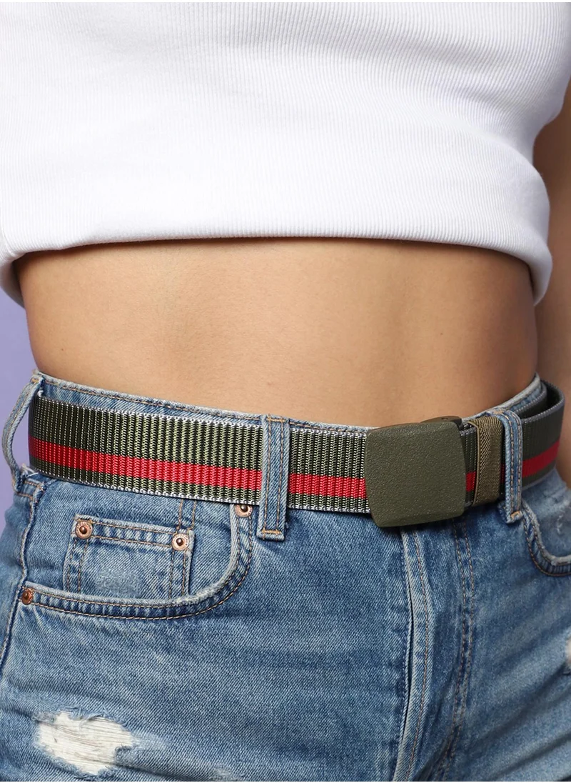 صوص هاوت Olive Green Textured Waist Belt