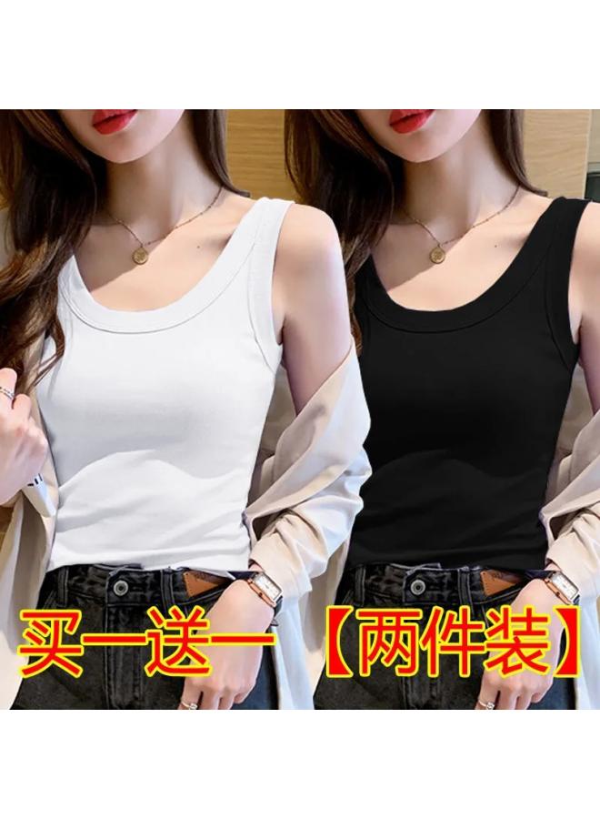 VUELO Single/two-piece Threaded Camisole Women's Spring And Summer New Round Neck Base Shirt All-match Wide Shoulder Belt Top - Image 4
