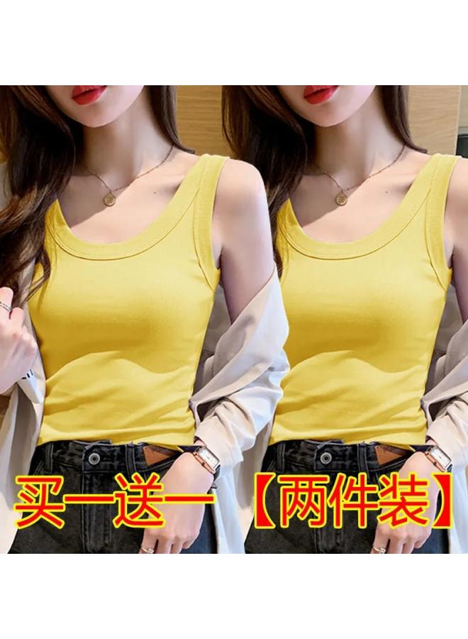 VUELO Single/two-piece Threaded Camisole Women's Spring And Summer New Round Neck Base Shirt All-match Wide Shoulder Belt Top - Image 1