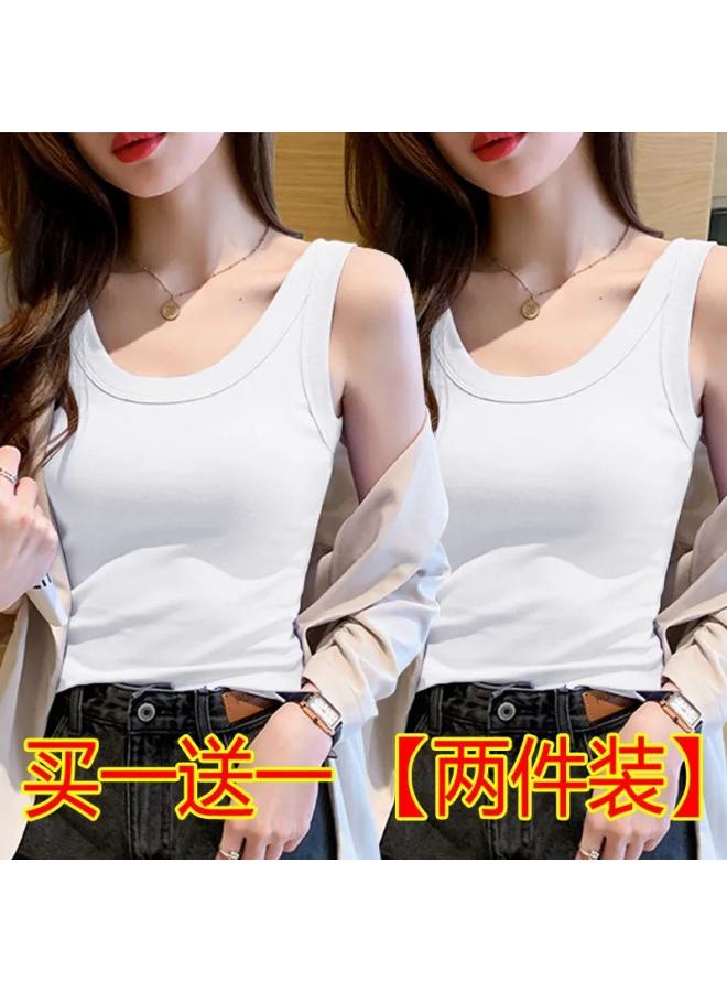 VUELO Single/two-piece Threaded Camisole Women's Spring And Summer New Round Neck Base Shirt All-match Wide Shoulder Belt Top - Image 2