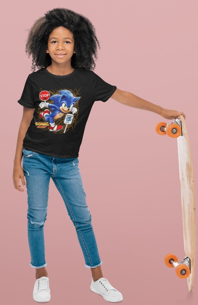 Fuddy Moda Fuddy Fashion Sonic Printed Kids T-Shirt, Unisex Cartoon Printed Baby T-Shirt - Image 1