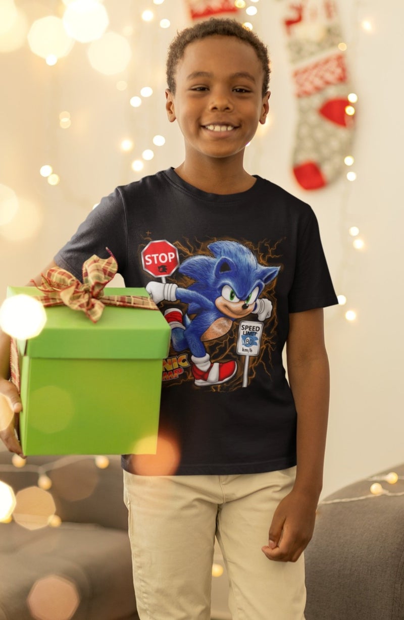 Fuddy Moda Fuddy Fashion Sonic Printed Kids T-Shirt, Unisex Cartoon Printed Baby T-Shirt - Image 4