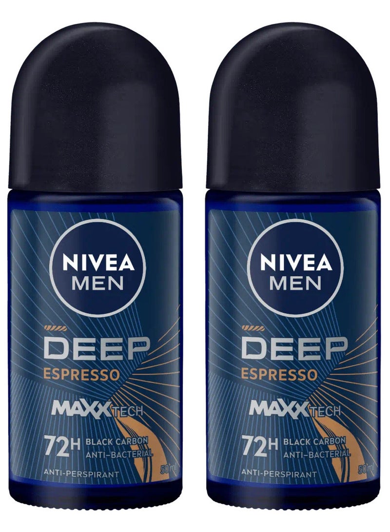 نيفيا 2 عبوة مزيل العرق رول أون للرجال دييب بلاك كربون 50 مل - Image 1