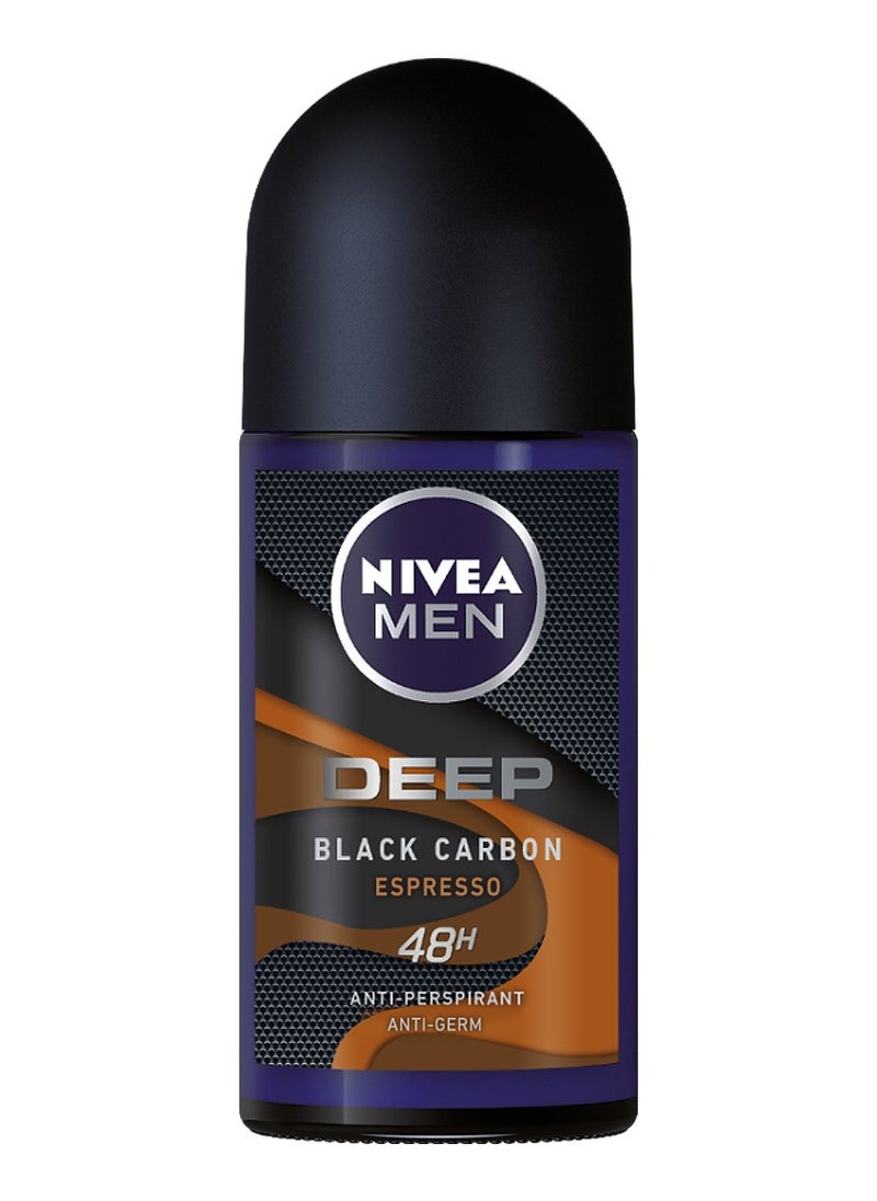 Nivea - Pack Of 2 Deodorant Men Roll On Deep Black Carbon With Espresso Scent 50ml - Image 1