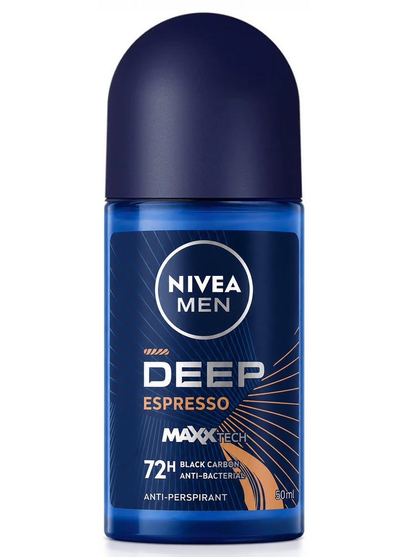 Nivea Pack Of 2 Deodorant Men Roll On Deep Black Carbon With Espresso Scent 50ml - Image 2