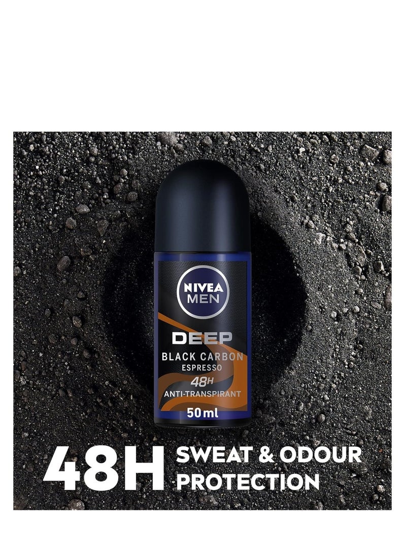 Nivea Pack Of 2 Deodorant Men Roll On Deep Black Carbon With Espresso Scent 50ml - Image 4