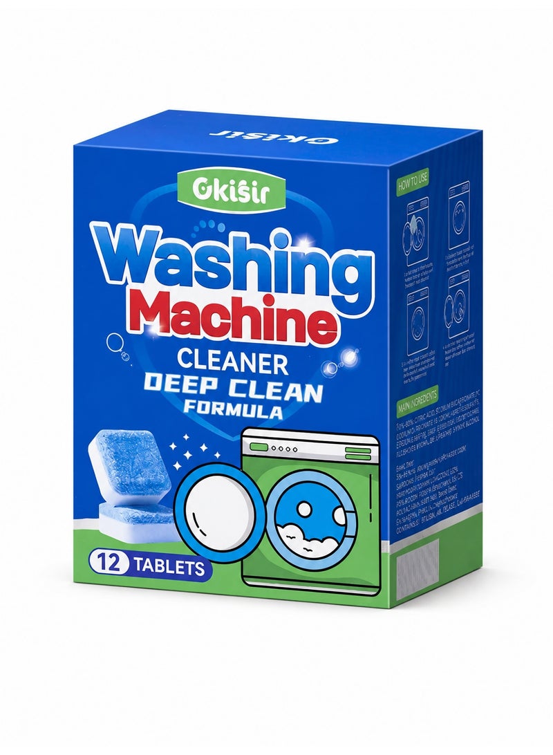 12PCS Effervescent Cleaner Tablets for Automatic Washing Machine Tub - No Disassembly High Efficiency Descaling and Stain Removal - Image 1