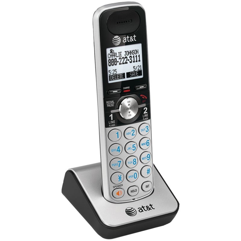 هاتف لاسلكي إضافي AT&T TL88002، فضي/أسود، يتطلب نظام هاتف قابل للتوسع AT&T TL88102 للعمل
