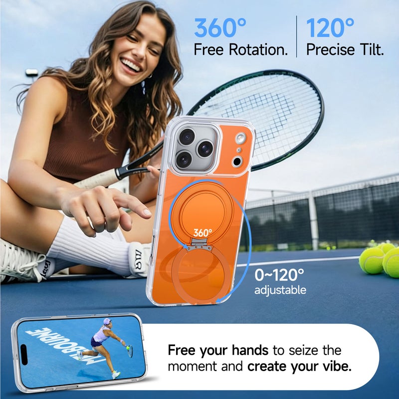 غطاء هاتف متعدد الوظائف  TPU + أكريليك مدمج حامل من سبائك الألمنيوم | حامل دوار 360° | متوافق مع الشحن اللاسلكي والمغناطيسي - Image 5