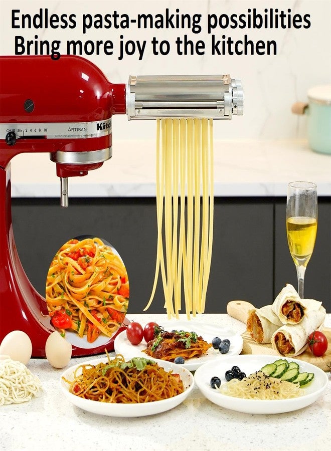 FavorKit Pasta Maker Attachment 3 in 1 Set for KitchenAid Mixers Plus Hub Knob Screw Accessory Included Dough Sheet Roller, Spaghetti & Fettuccine Cutters and Cleaning Brush - Image 5