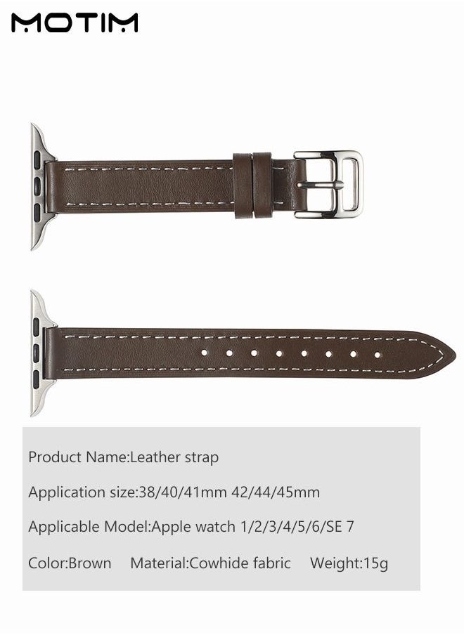 Motim - Slim Leather Bands Compatible with Apple Watch Band, 42mm/44mm/45mm, Top Grain Genuine Leather Wristband, Thin Replacement Strap for iWatch Ultra SE Series 10/9/8/7/6/5/4/3/2/1 - Image 1