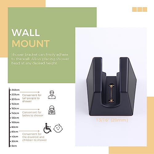 Aomasi Hand Held Shower Bracket with Two Slot, Aomasi Handheld Shower Head Hose Hanger, ABS Plastic Bidet Sprayer Handle Holder Wall Mount, Matte Black - Image 5
