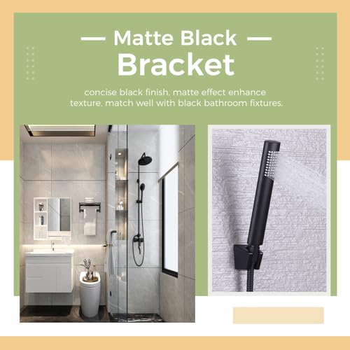 Aomasi Hand Held Shower Bracket with Two Slot, Aomasi Handheld Shower Head Hose Hanger, ABS Plastic Bidet Sprayer Handle Holder Wall Mount, Matte Black - Image 2