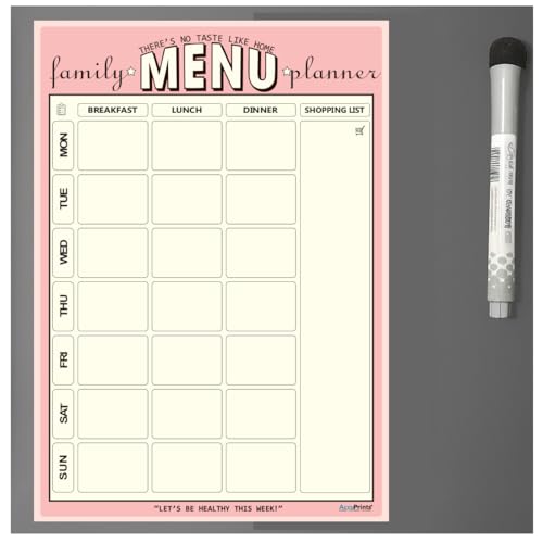 AccuPrints A4 Family Meal Planner, Magnetic Whiteboard with Marker, 29 x 21 cm, Dry Erase Flexible Writing Film for Kitchen Fridge/Office Godrej/Metal Wardrobe | Weekly Meal Panner - Image 3