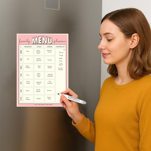 AccuPrints A4 Family Meal Planner, Magnetic Whiteboard with Marker, 29 x 21 cm, Dry Erase Flexible Writing Film for Kitchen Fridge/Office Godrej/Metal Wardrobe | Weekly Meal Panner - Image 1