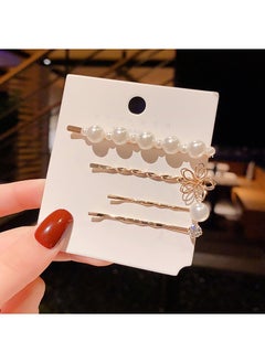 Korean Popular Hairpin Combination Elegant Girl Fairy Pearl Edge Clip Bangs Clip One-word Clip Hair Accessories Set for Women F055E suit