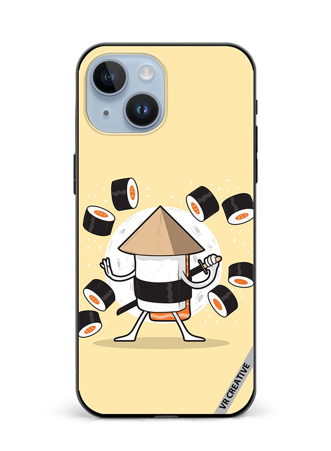 VR CREATIVE Protective Case Cover For Apple iPhone 15 Plus Samurai Sushi Design Multicolour - Image 1