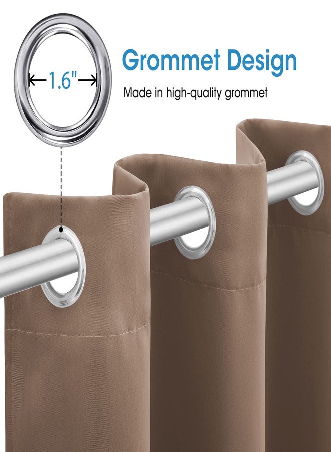 HOMEIDEAS Blackout Curtains for Bedroom 52 X 96 Inch Long 2 Panels Set Cappuccino Room Darkening Curtains/Drapes, Thermal Grommet Taupe Window Curtains for Living Room - Image 4
