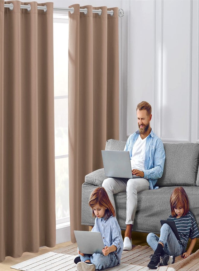 HOMEIDEAS Blackout Curtains for Bedroom 52 X 96 Inch Long 2 Panels Set Cappuccino Room Darkening Curtains/Drapes, Thermal Grommet Taupe Window Curtains for Living Room - Image 2