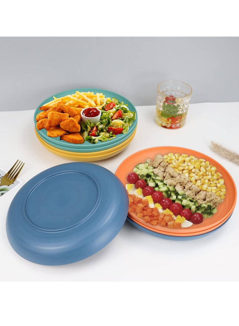 Reusable Dinner Plates Set of 8 Alternative for Plastic Plates Microwave and Dishwasher Safe Wheat Straw Plates for Kitchen Unbreakable Kids Plates with 4 Colors - Image 4