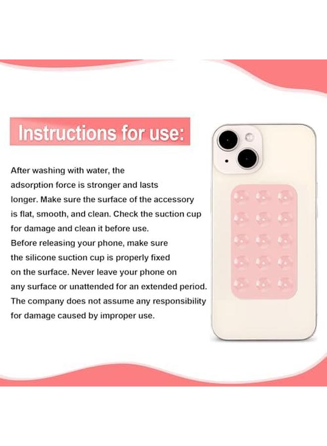 erorex Pack Silicone Suction Phone Case Double Sided Suction Cup Anti Slip Hands Free Mobile Accessory Holder Suitable For Videos And Selfies Black Light Pink  - Image 4