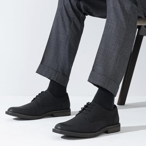 Jousen Mens Dress Shoes Suede Plain Toe Business Casual Oxford Shoes Black Dress Shoes for Men (AMY624 Black 9.5) - Image 5
