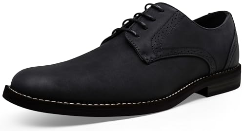 Jousen Mens Dress Shoes Suede Plain Toe Business Casual Oxford Shoes Black Dress Shoes for Men (AMY624 Black 9.5) - Image 1