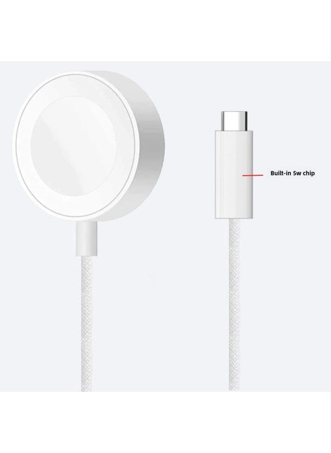 Generic - Suitable For Apple Watch S7-S9 5W Fast Charging Wireless Charger Magnetic Wireless Charging Nylon Braided Charging Cable-Specifications:5w Braided Fast Charging Plastic Case - Image 1