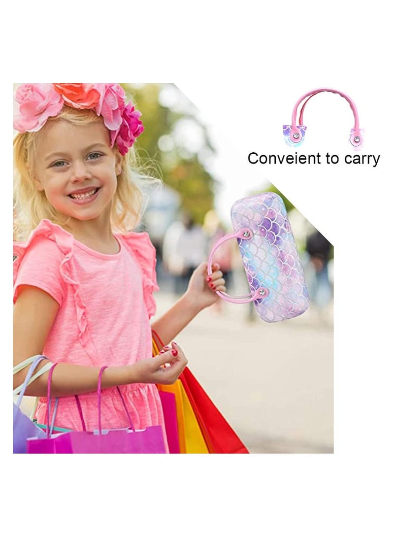 Portable Mermaid Hard Eyeglass Case for Girls PU Leather Eyewear Glasses Case Sunglass Pouch with Handle Kids Student Glasses Storage - Image 4