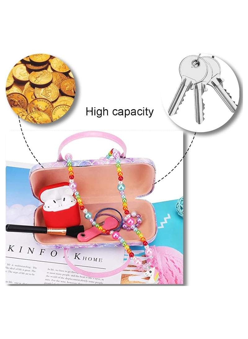 Portable Mermaid Hard Eyeglass Case for Girls PU Leather Eyewear Glasses Case Sunglass Pouch with Handle Kids Student Glasses Storage - Image 3