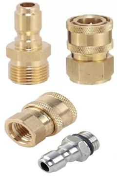 VELVON Qrc Pair Foam Gun 1415 Thread Brass Connector 14 Stainless Steel Connector QC Male Plug Male Threaded 14mm and 38 Connect Fittings for Hose Pipe M22 x 15 One Male and One Female Adapter - Image 1