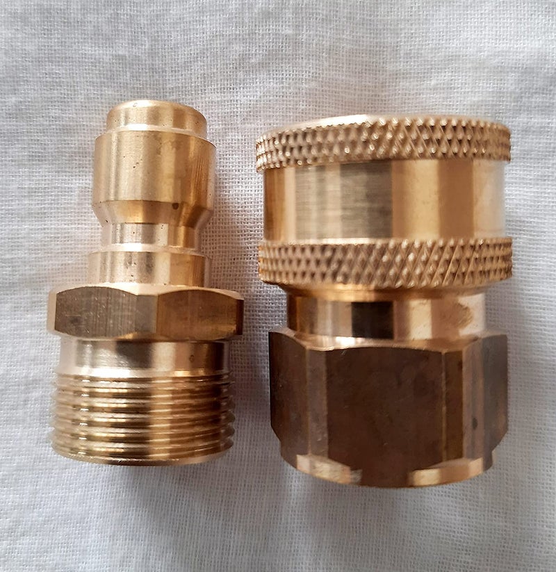 VELVON Qrc Pair Foam Gun 1415 Thread Brass Connector 14 Stainless Steel Connector QC Male Plug Male Threaded 14mm and 38 Connect Fittings for Hose Pipe M22 x 15 One Male and One Female Adapter - Image 5