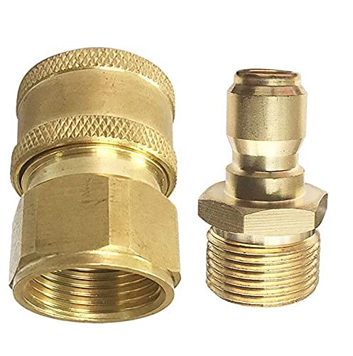 VELVON Qrc Pair Foam Gun 1415 Thread Brass Connector 14 Stainless Steel Connector QC Male Plug Male Threaded 14mm and 38 Connect Fittings for Hose Pipe M22 x 15 One Male and One Female Adapter - Image 3