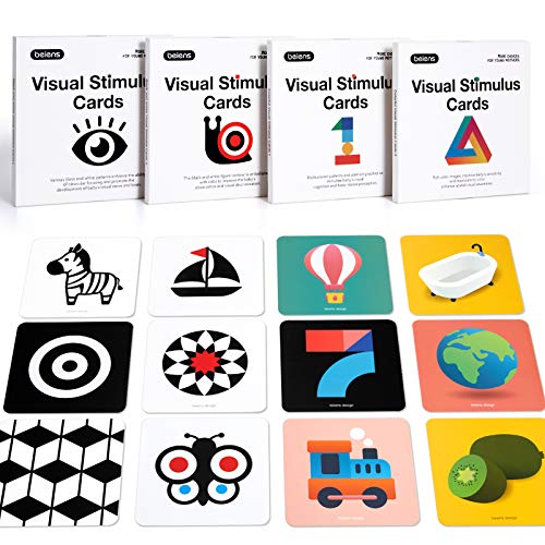 beiens High Contrast Baby Flashcard 80 Pcs 160 Page Black White Colorful Visual Stimulation Learning Activity Card for Babies Ages 0361236 Months 55 x 55 Newborn Infants Toys Gift - Image 1