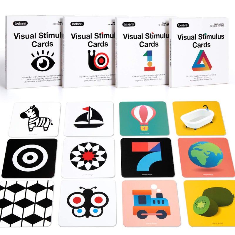 beiens High Contrast Baby Flashcard 80 Pcs 160 Page Black White Colorful Visual Stimulation Learning Activity Card for Babies Ages 0361236 Months 55 x 55 Newborn Infants Toys Gift - Image 2