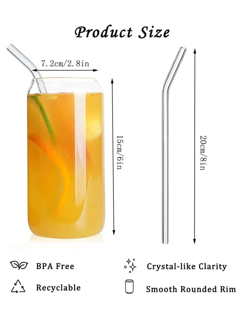 Excefore Glass Cans 500 Ml Can Shaped Glass Glass Cups Transparent Water Cup Juice Drink Cup Drinking Cups with Straw for Water and Mixed Drink for Any Drink and Any Occasion  - Image 3