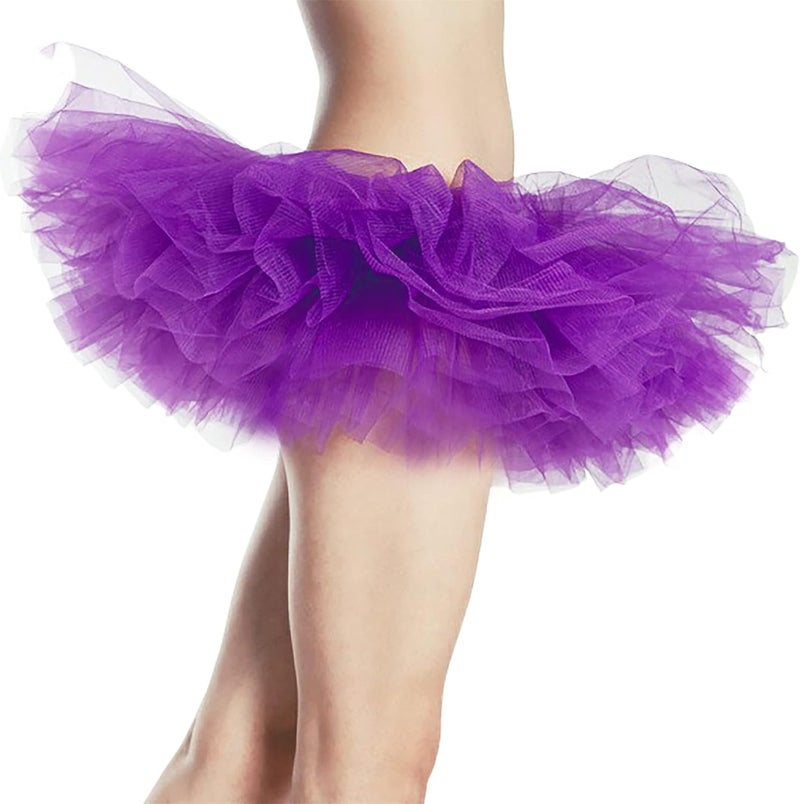 Phantomon Tutu Skirt Women's Teens Classic Elastic 5 Layered Tulle Ballet Skirt, 1950s Vintage Style Short Skirt, Adult Size - Image 1