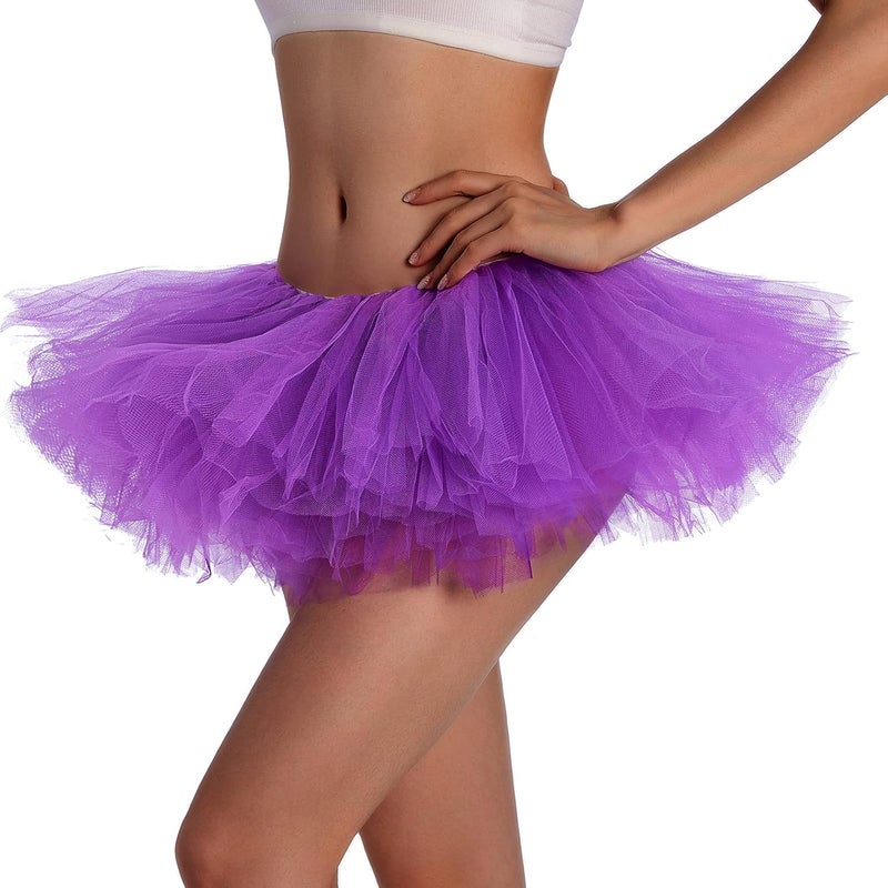 Phantomon Tutu Skirt Women's Teens Classic Elastic 5 Layered Tulle Ballet Skirt, 1950s Vintage Style Short Skirt, Adult Size - Image 2